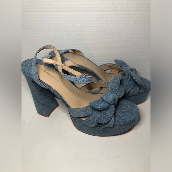 ANTONIO MELANI Denim Blue Platform Sandals NWOT size 9.5 - Picture 12 of 13